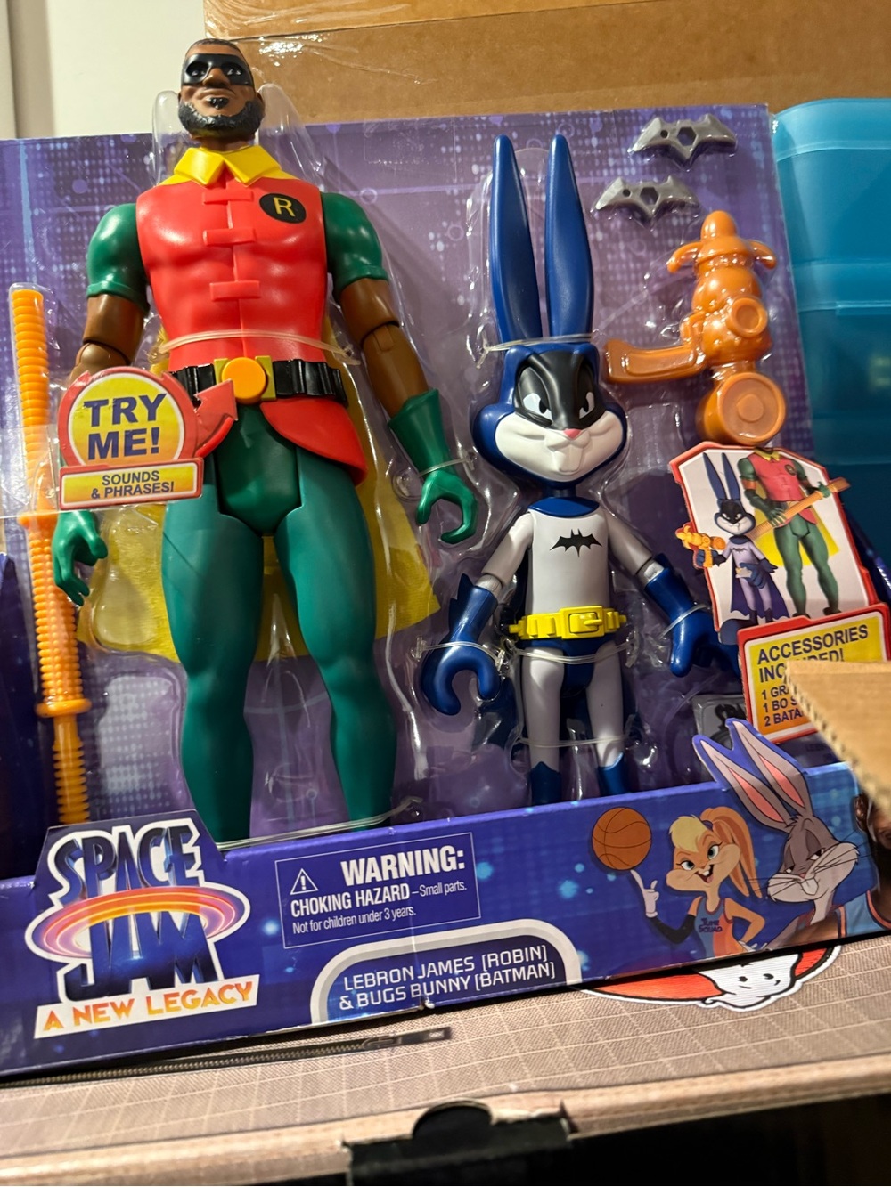 Green & Red Robin & Blue Bugs Bunny Action Figures